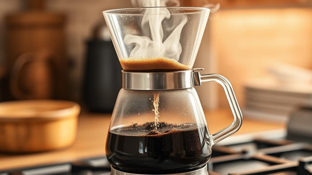 brewing coffee on stove
