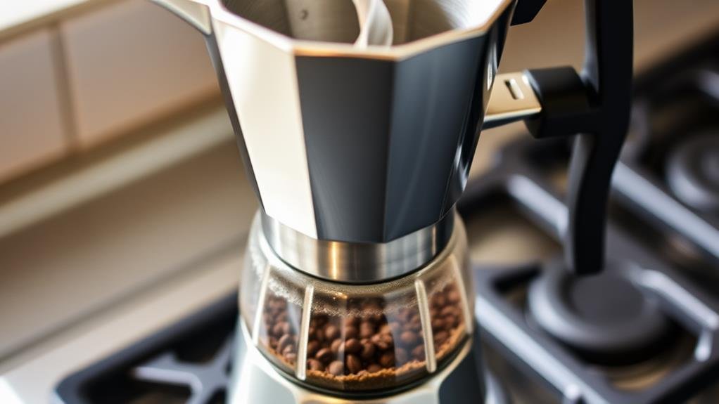 brewing coffee with moka pot